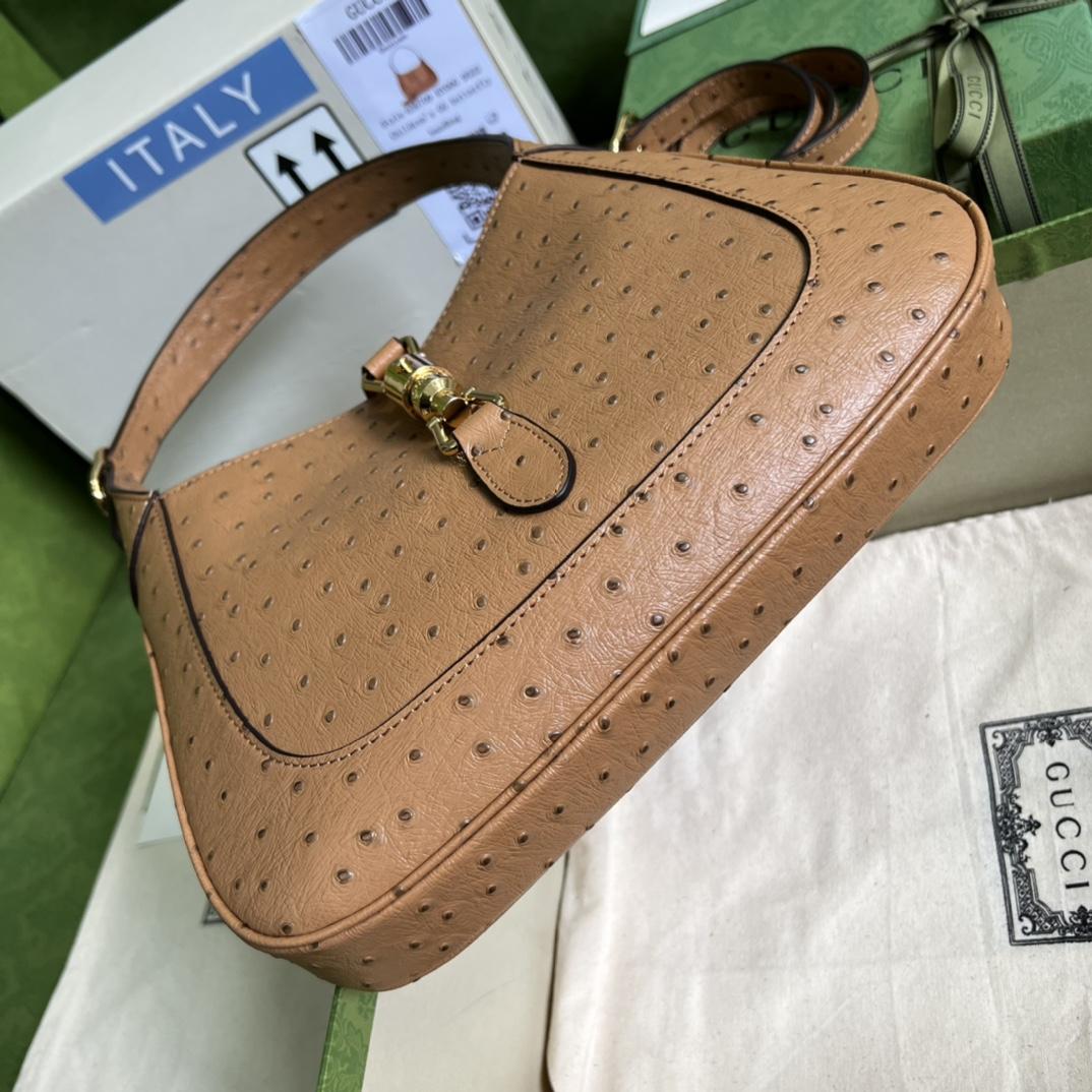 Gucci Jackie 1961 Ostrich Small Shoulder Bag(27.5*19*4cm) - FashionPlug