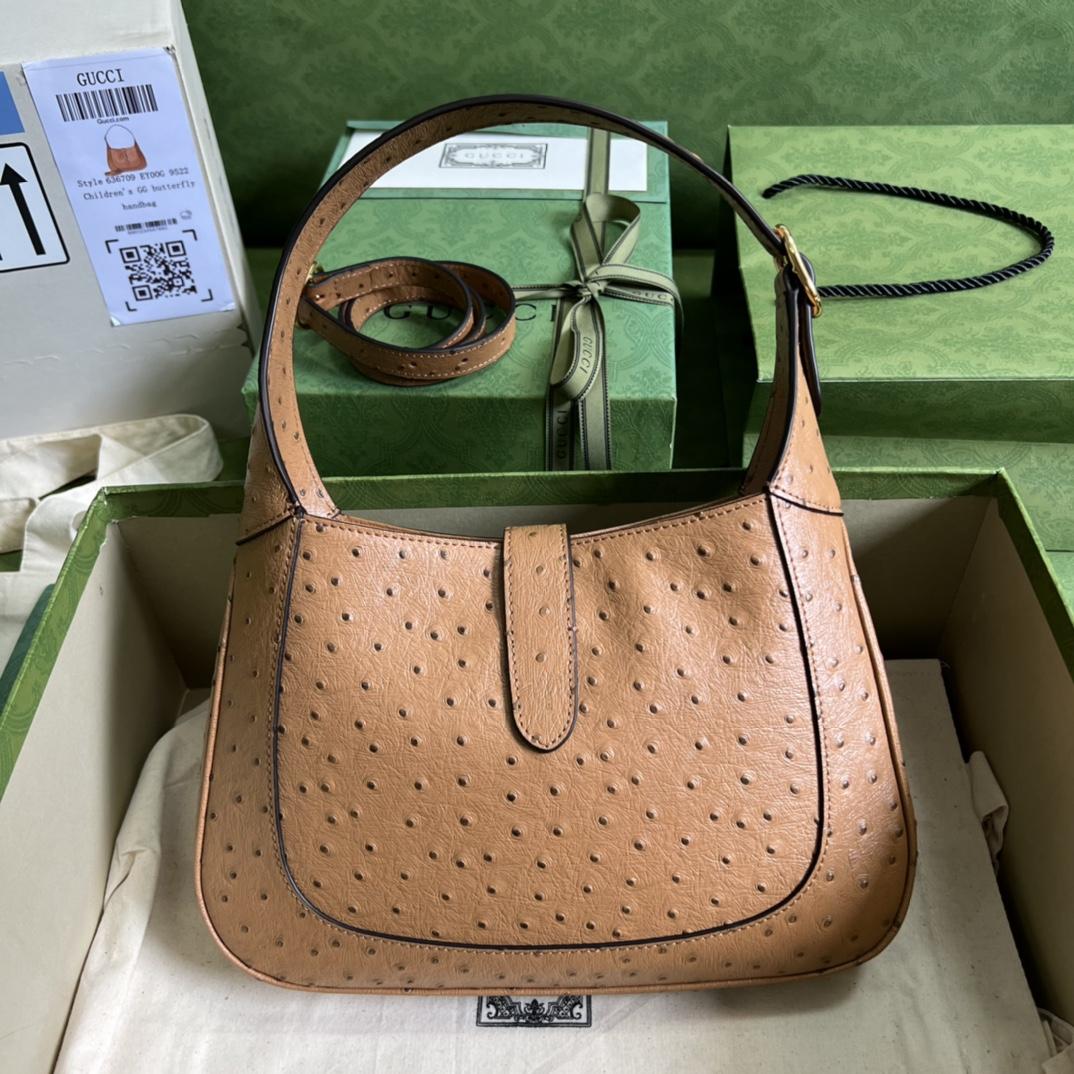 Gucci Jackie 1961 Ostrich Small Shoulder Bag(27.5*19*4cm) - FashionPlug
