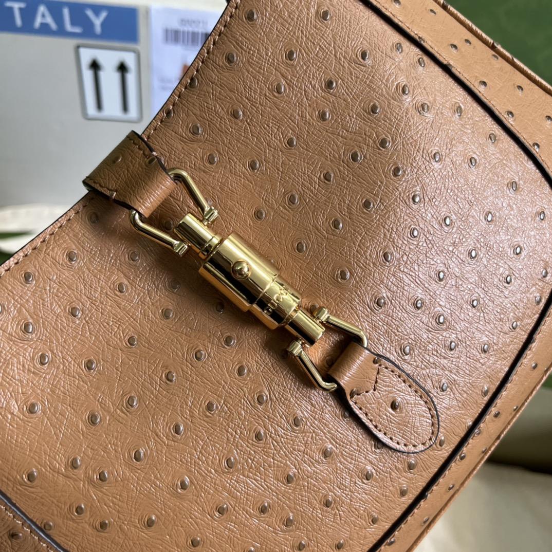 Gucci Jackie 1961 Ostrich Small Shoulder Bag(27.5*19*4cm) - FashionPlug