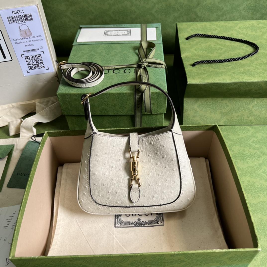 Gucci Jackie 1961 Ostrich Mini Shoulder Bag (19x13x3cm) - FashionPlug