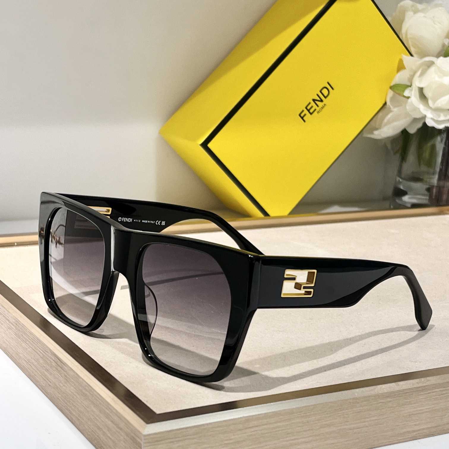 Fendi Baguette Black Acetate Sunglasses - FashionPlug