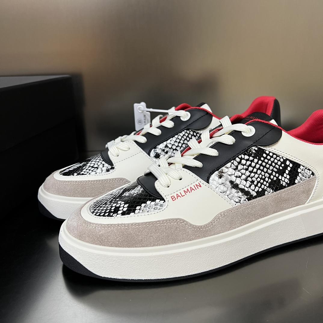 Balmain B-Court Flip Snakeskin-effect Leather And Suede Trainers - FashionPlug