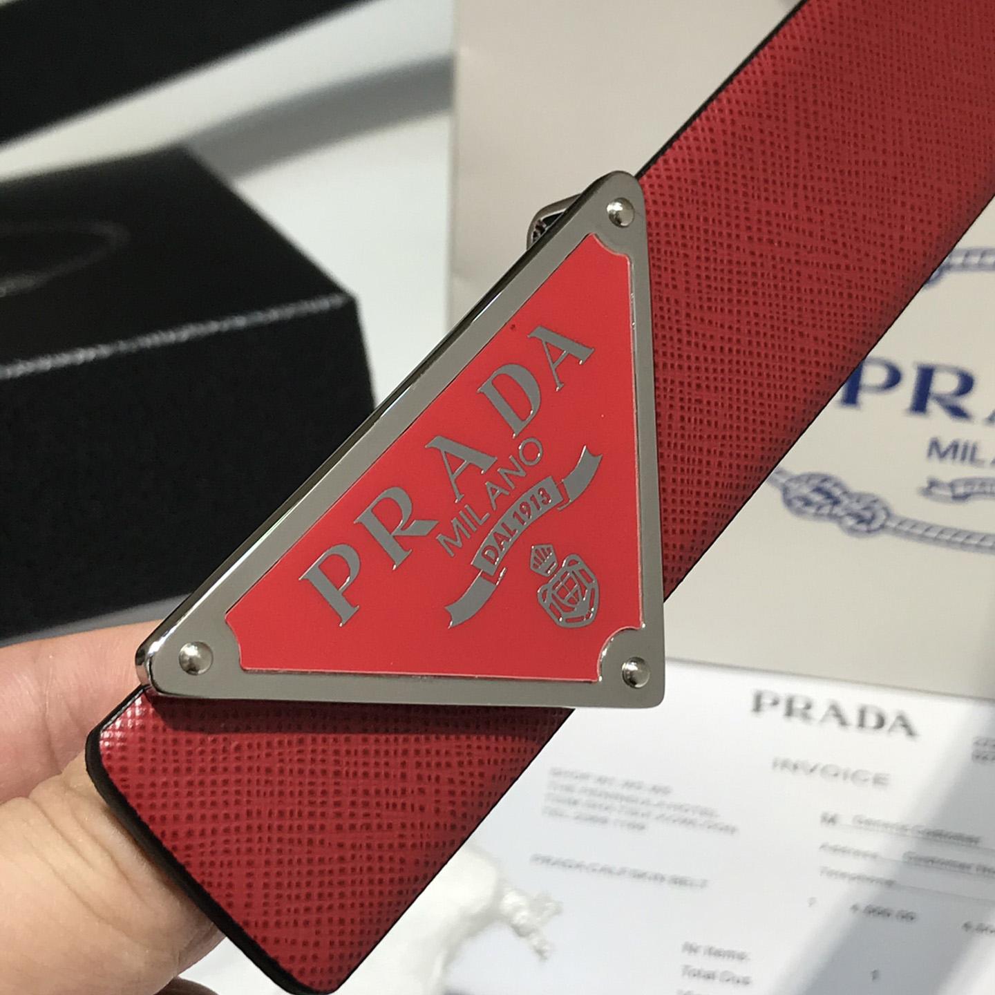 Prada Reversible Saffiano Leather Belt Strap - FashionPlug