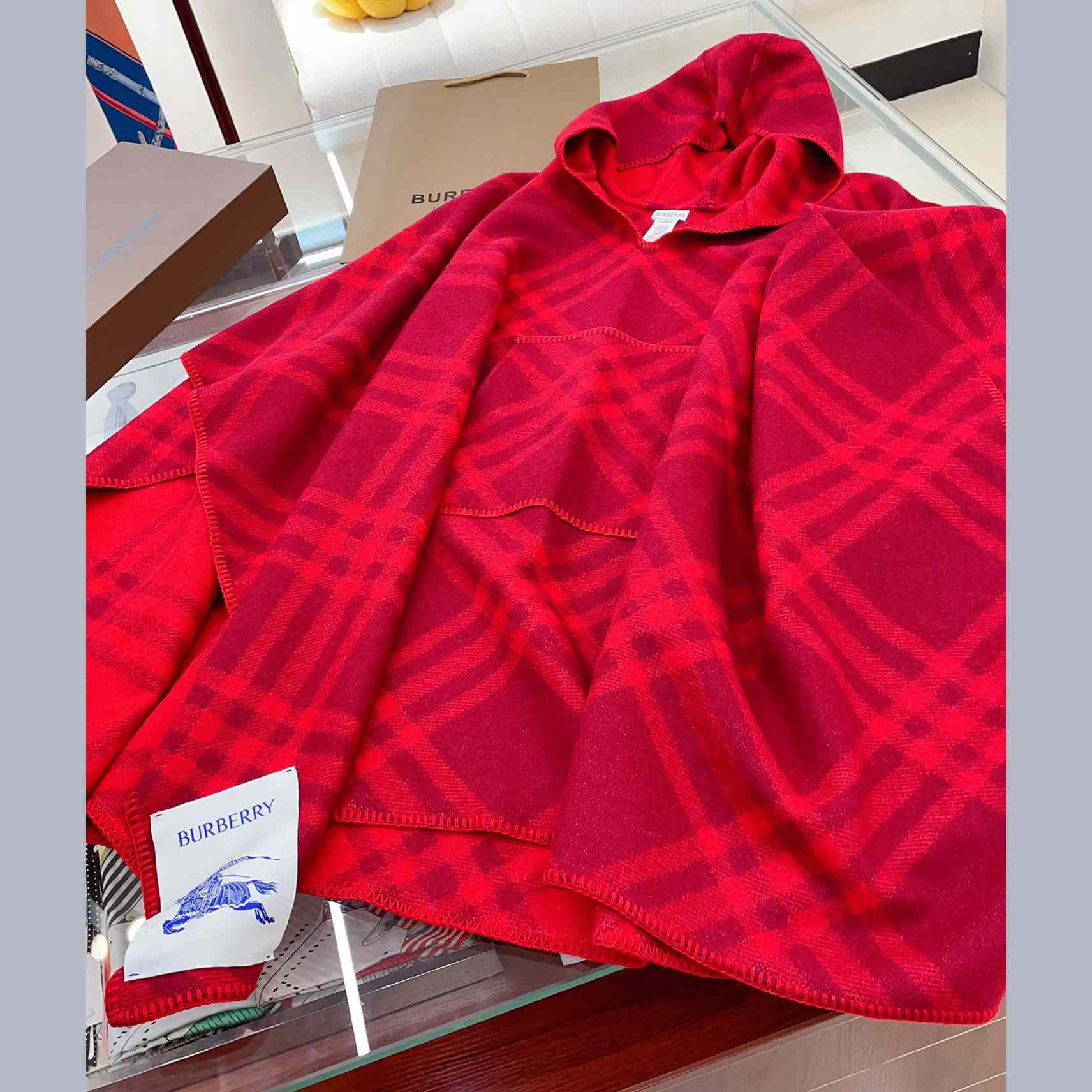 Burberry Check Wool Blanket Cape - FashionPlug