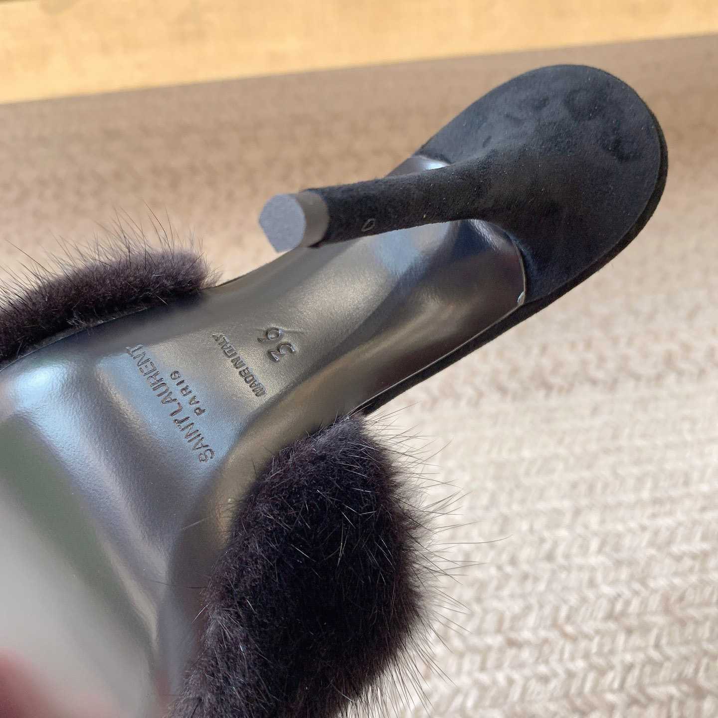 Saint Laurent LA 16 Mules In Animal-Free Fur And Suede  - FashionPlug