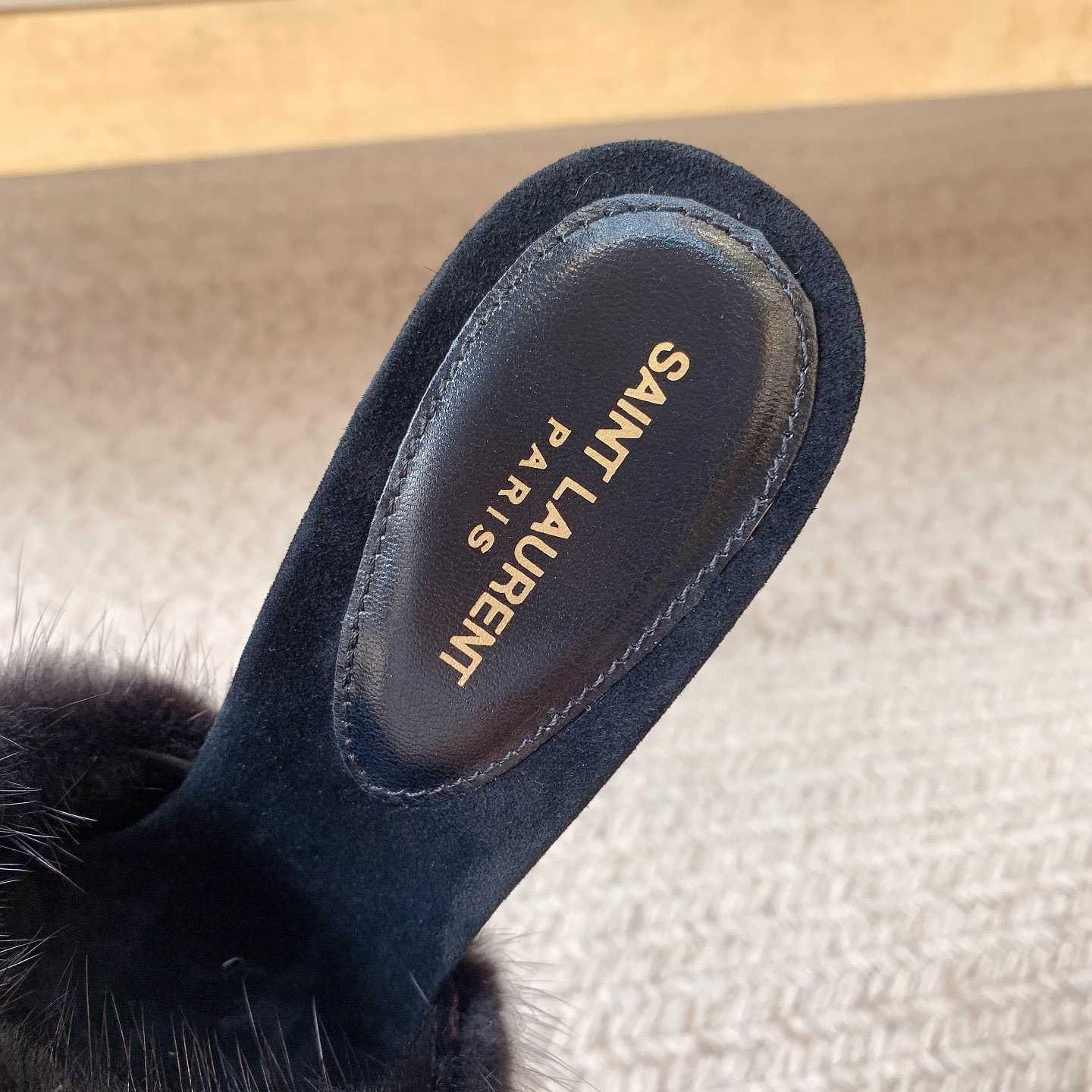 Saint Laurent LA 16 Mules In Animal-Free Fur And Suede  - FashionPlug