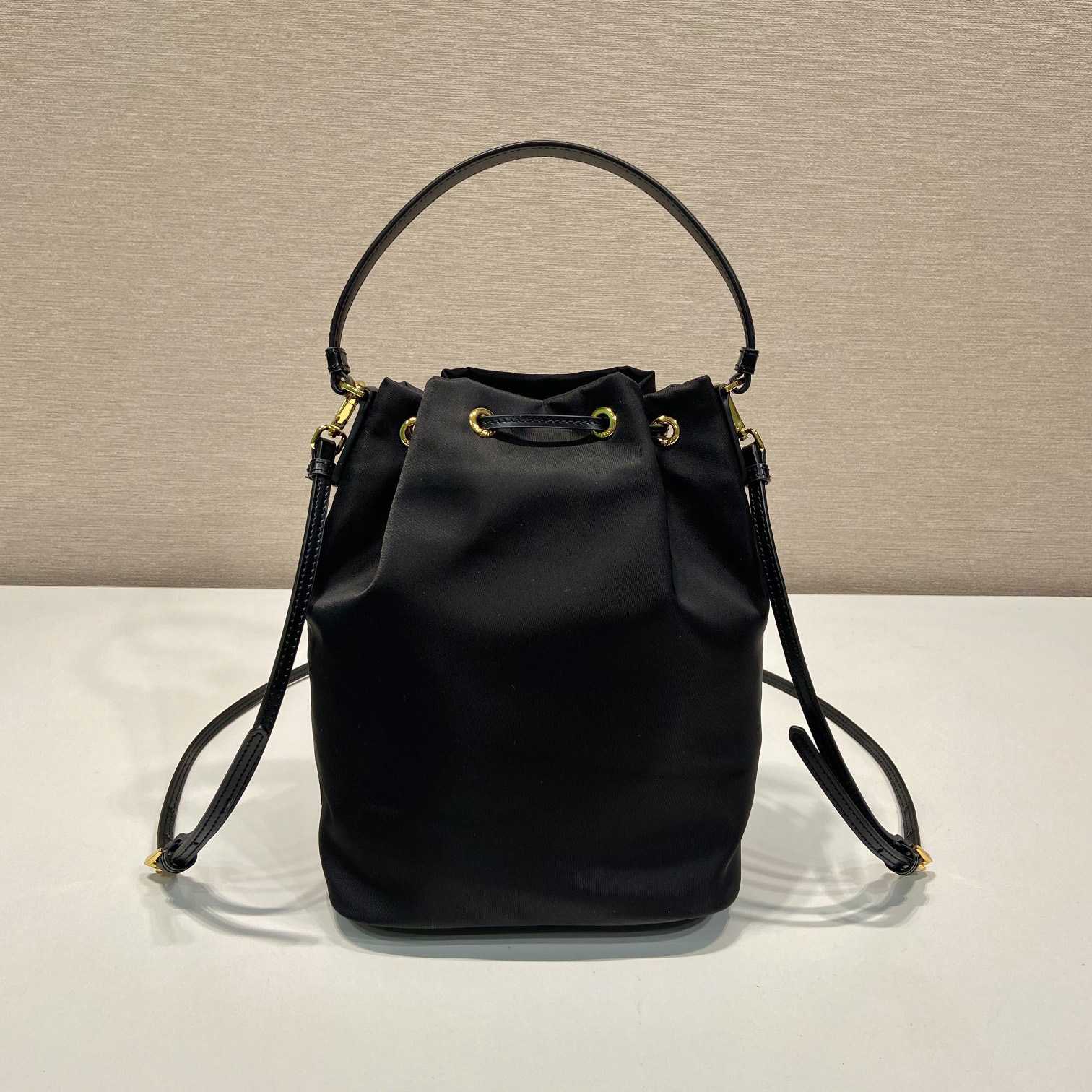 Prada Duet Re-Nylon And Brushed Bucket Bag - FashionPlug