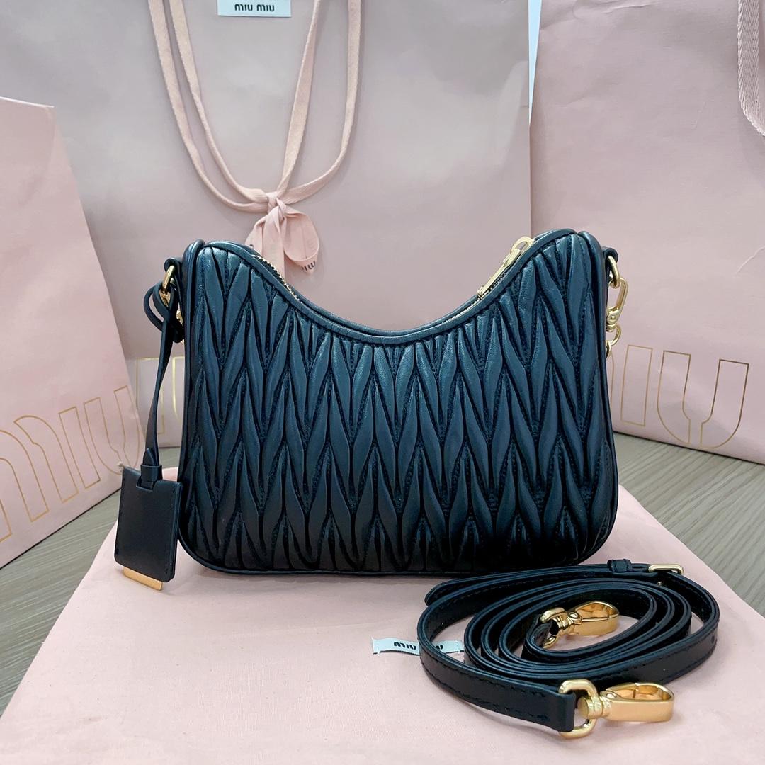 Miu Miu Matelassé Nappa Leather Shoulder Bag - FashionPlug