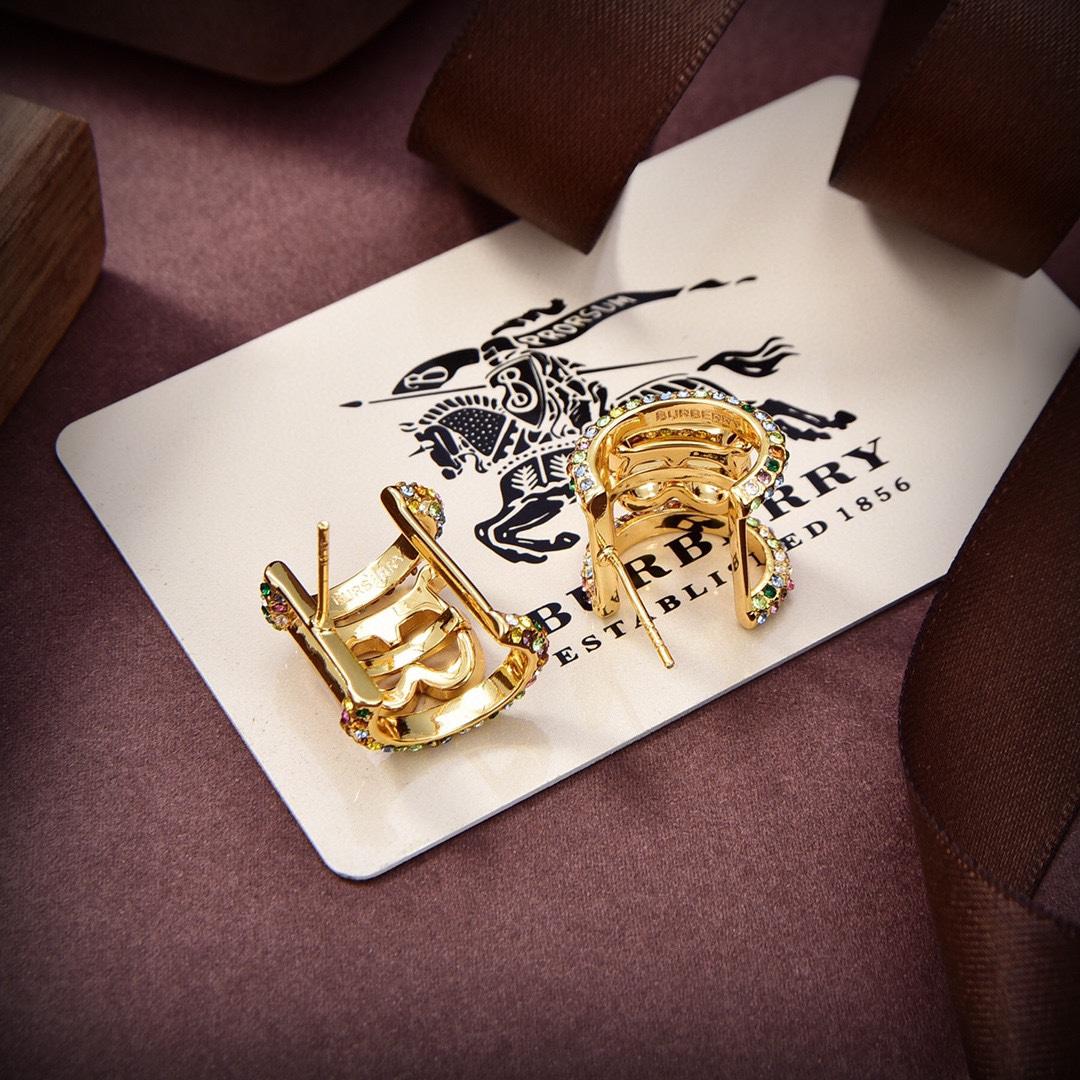 Burberry Logo Crystal Embellished Earrings - FashionPlug