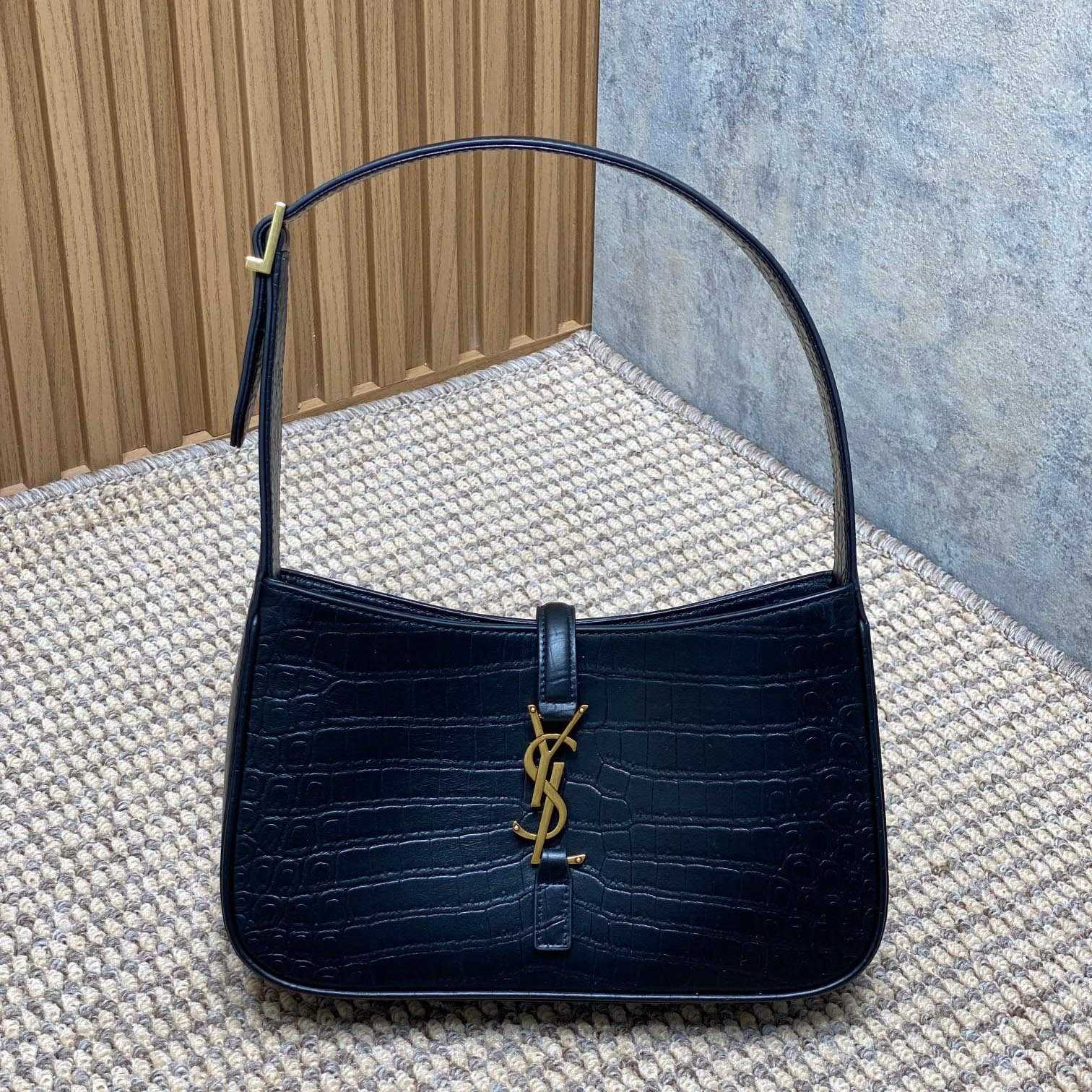 Saint Laurent Le 5 À 7 In Crocodile-embossed Shiny Leather - FashionPlug