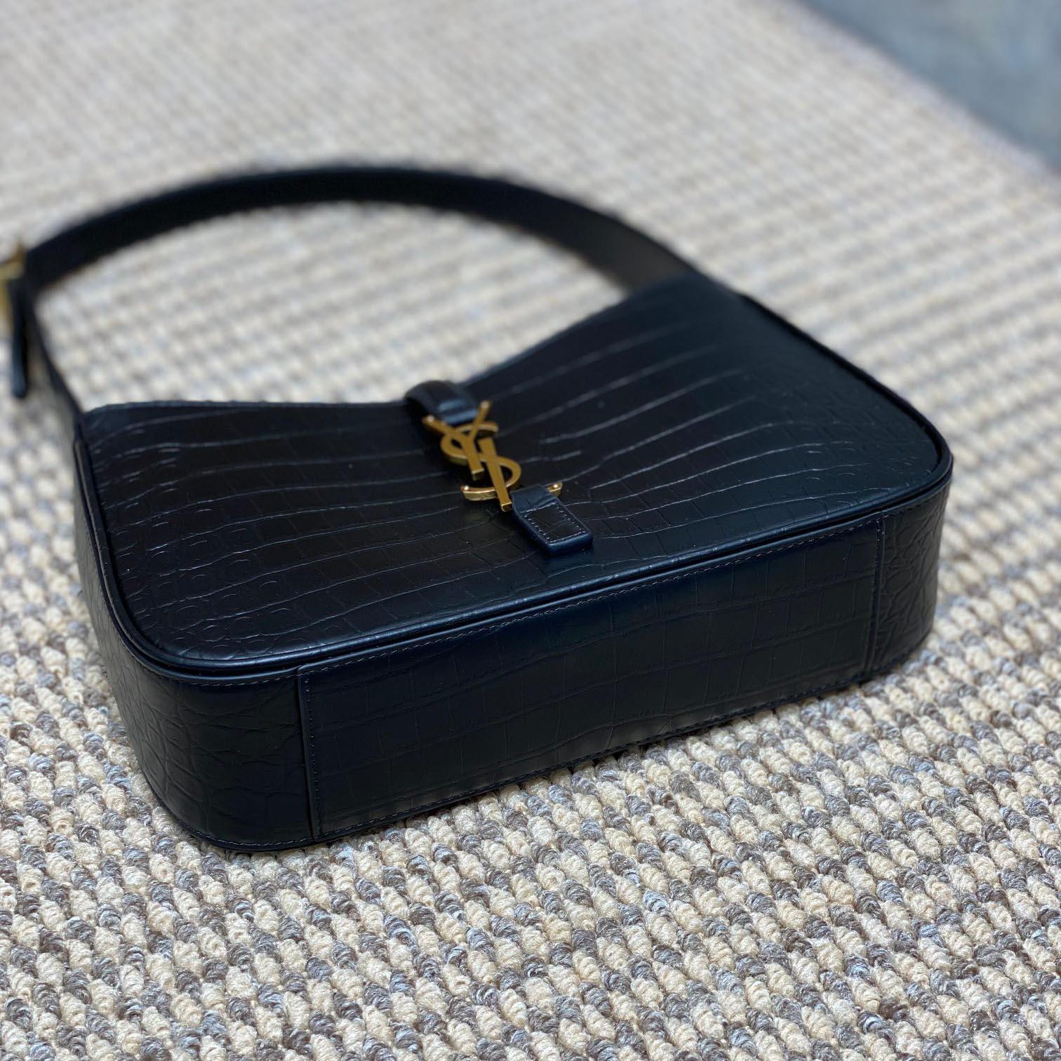 Saint Laurent Le 5 À 7 In Crocodile-embossed Shiny Leather - FashionPlug