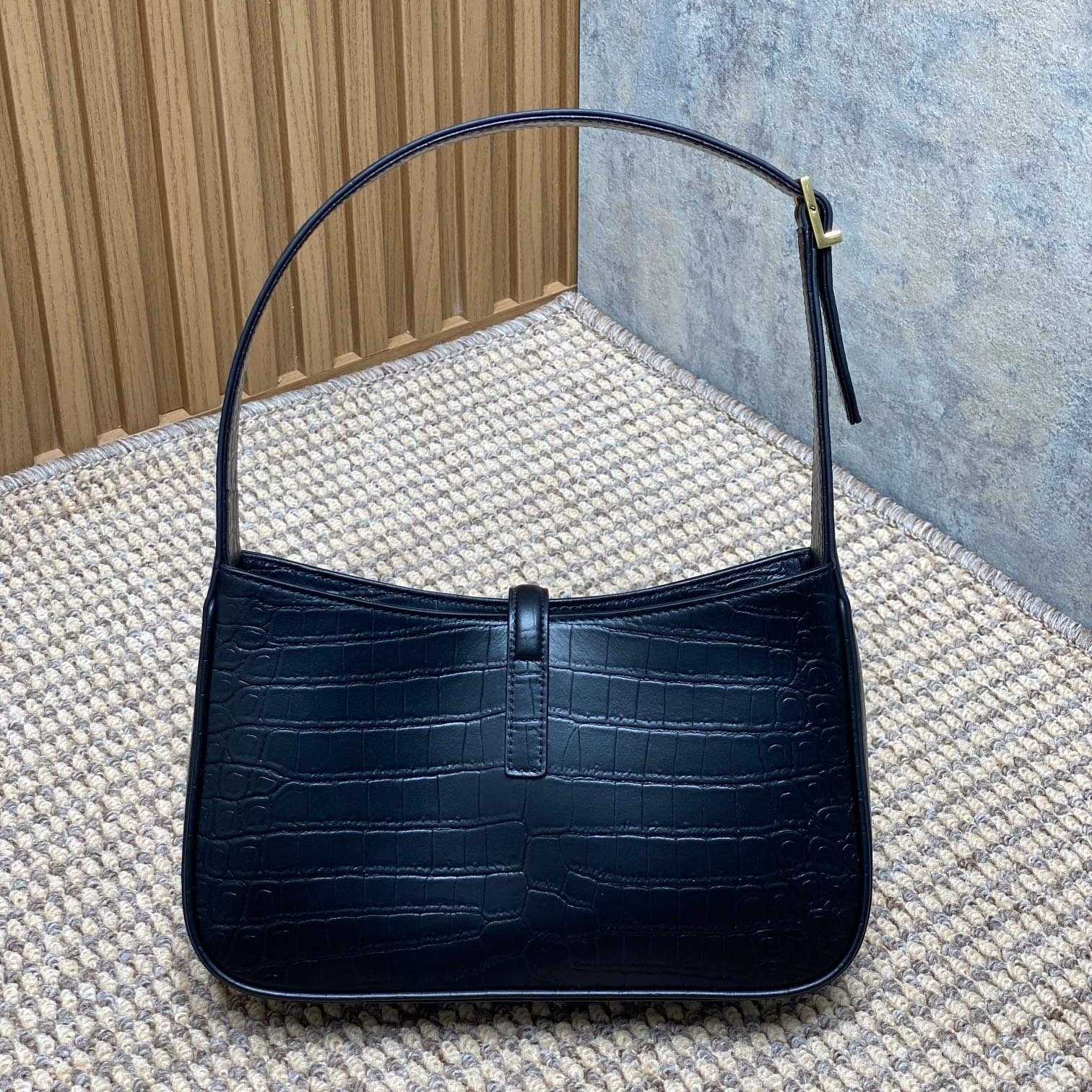 Saint Laurent Le 5 À 7 In Crocodile-embossed Shiny Leather - FashionPlug