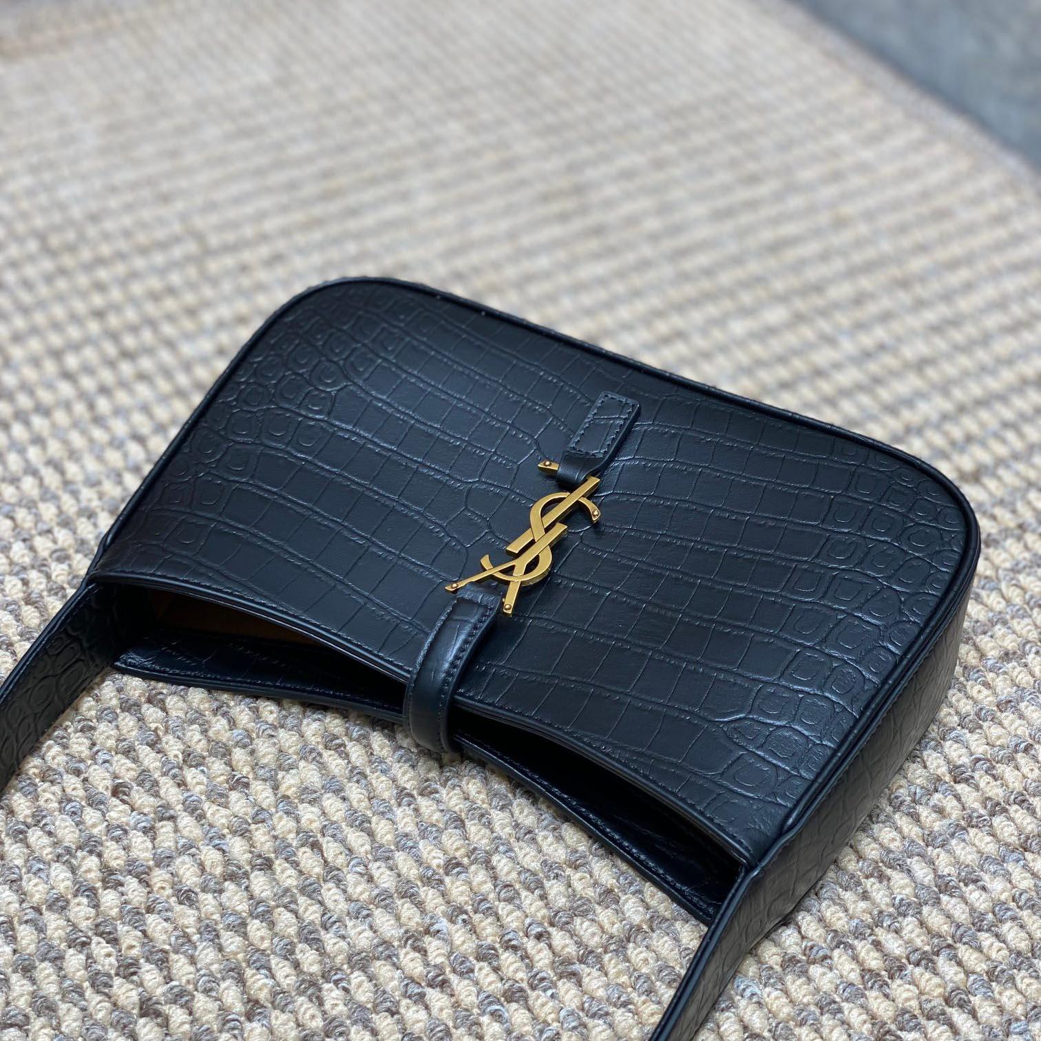 Saint Laurent Le 5 À 7 In Crocodile-embossed Shiny Leather - FashionPlug