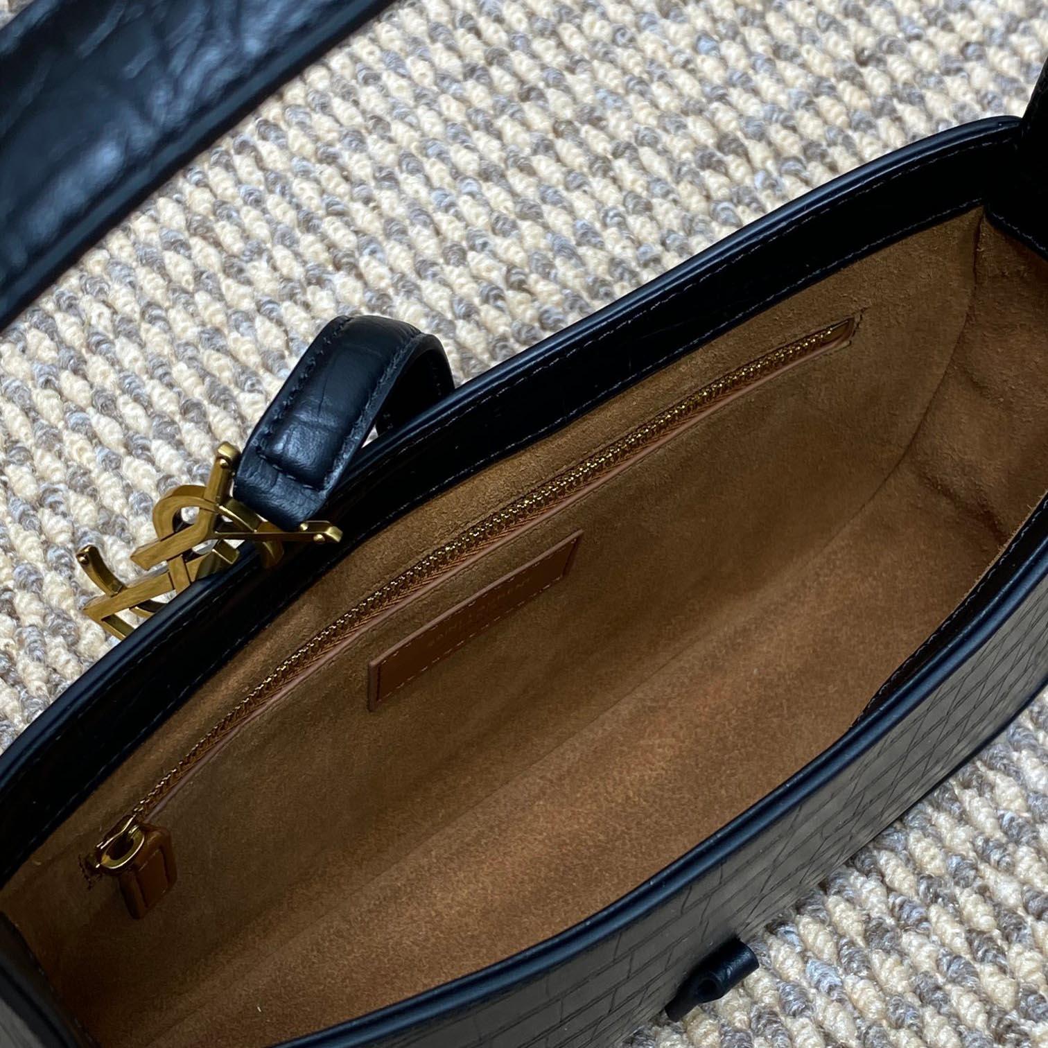 Saint Laurent Le 5 À 7 In Crocodile-embossed Shiny Leather - FashionPlug