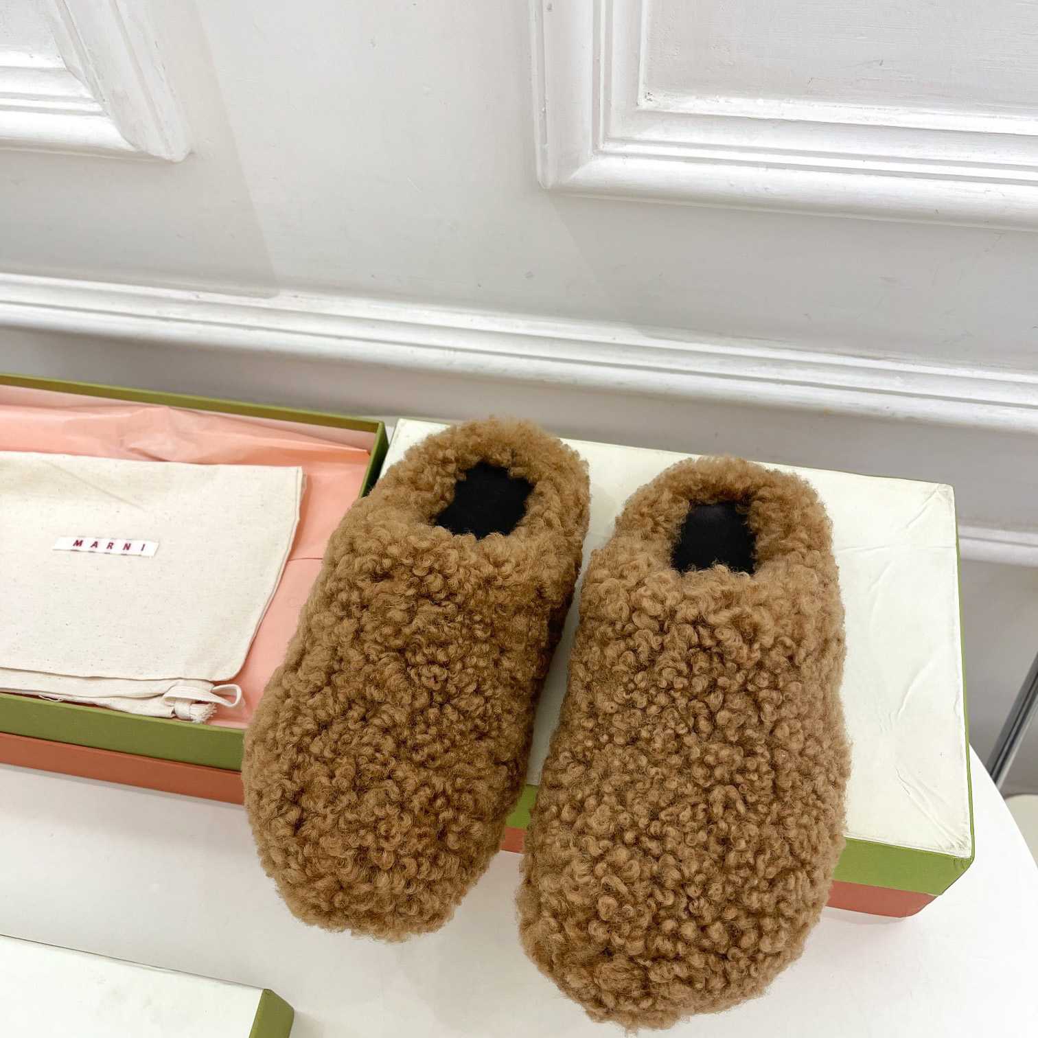 Marni Lamb Fur Mules - FashionPlug