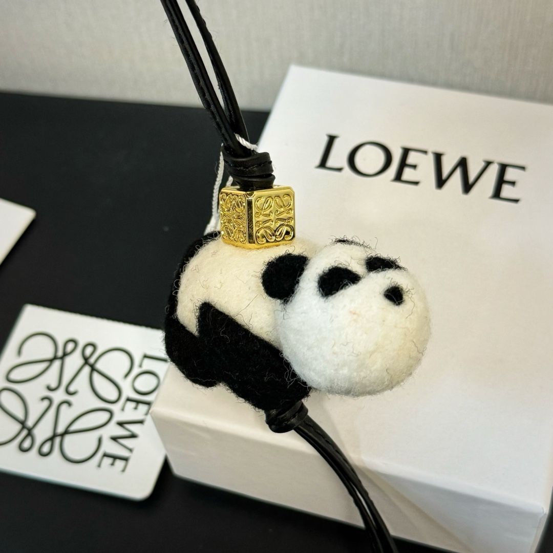 Loewe Panda Charm In Felt And Calfskin - FashionPlug