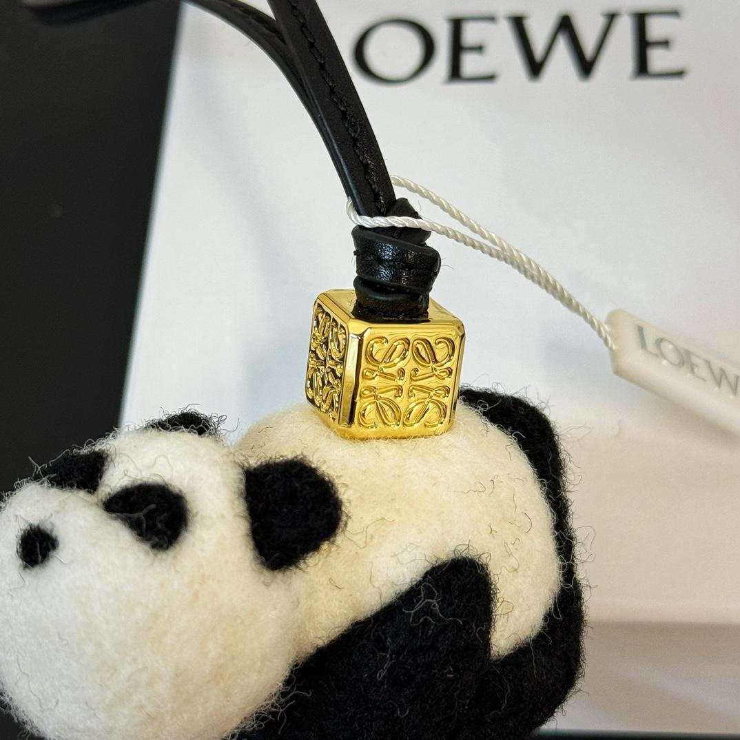 Loewe Panda Charm In Felt And Calfskin - FashionPlug