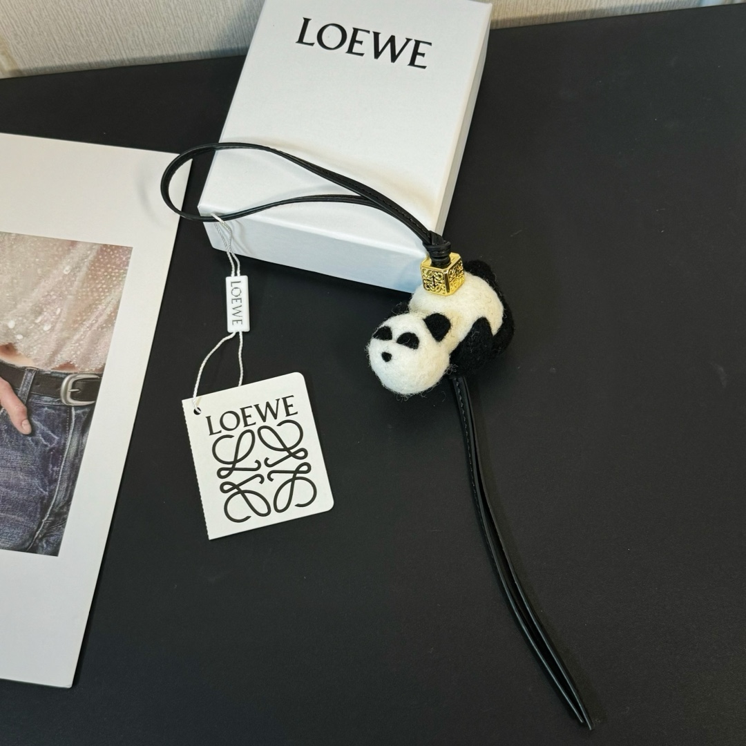 Loewe Panda Charm In Felt And Calfskin - FashionPlug