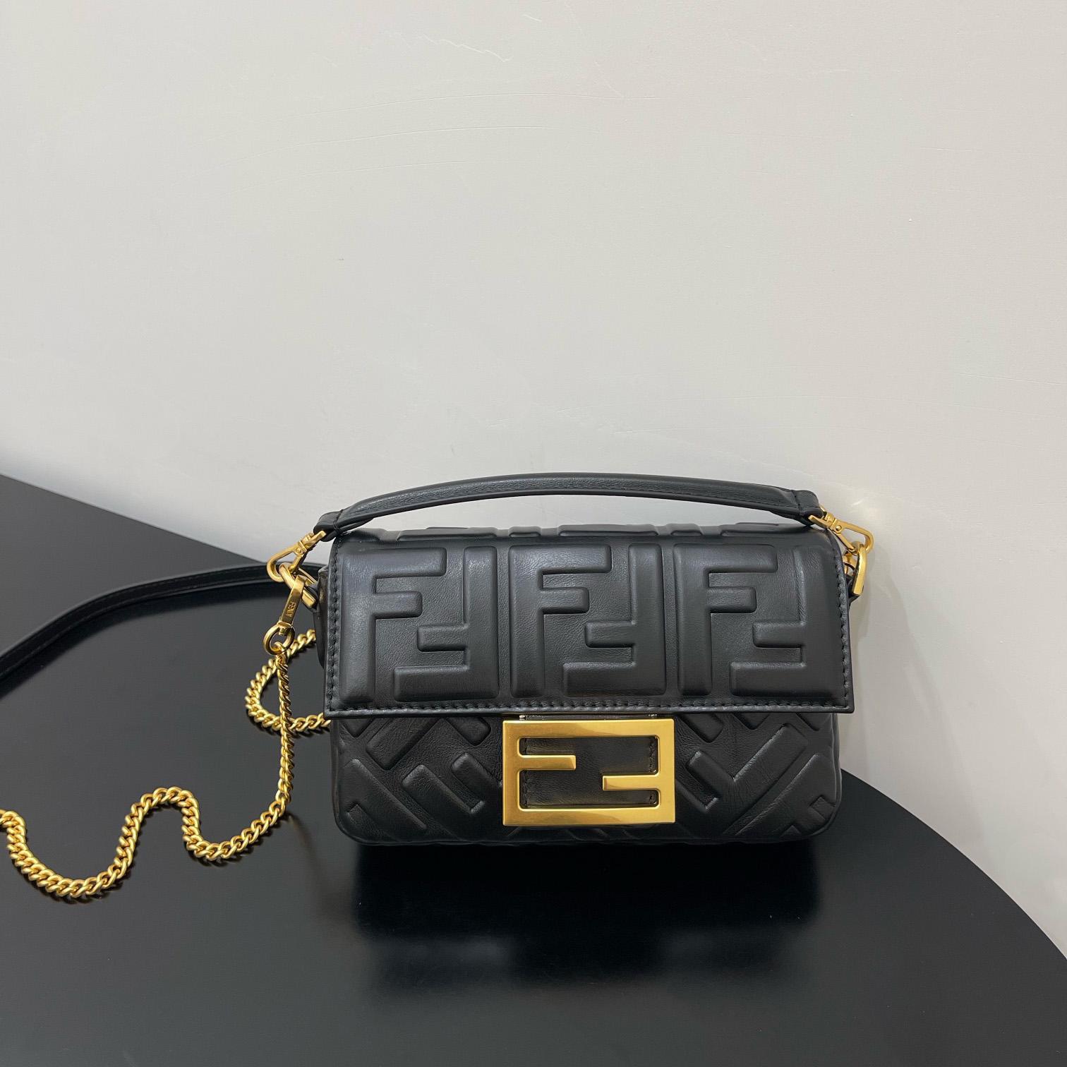 Fendi Baguette Black Leather Bag - FashionPlug
