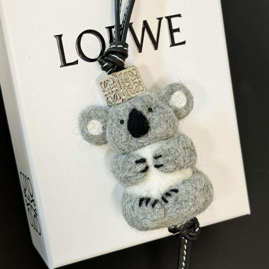 Loewe Koala Charm In Felt And Calfskin - FashionPlug