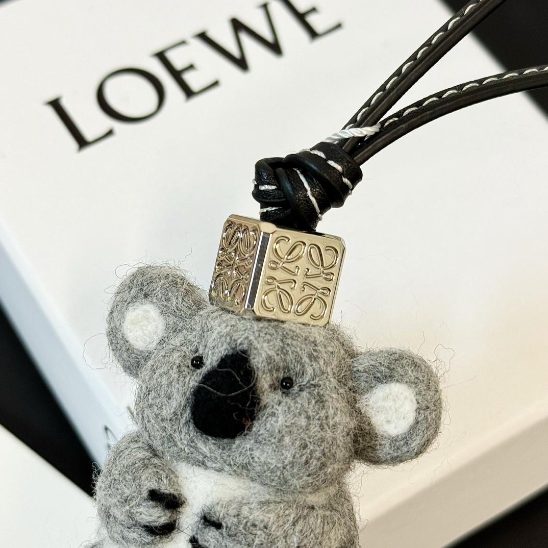Loewe Koala Charm In Felt And Calfskin - FashionPlug