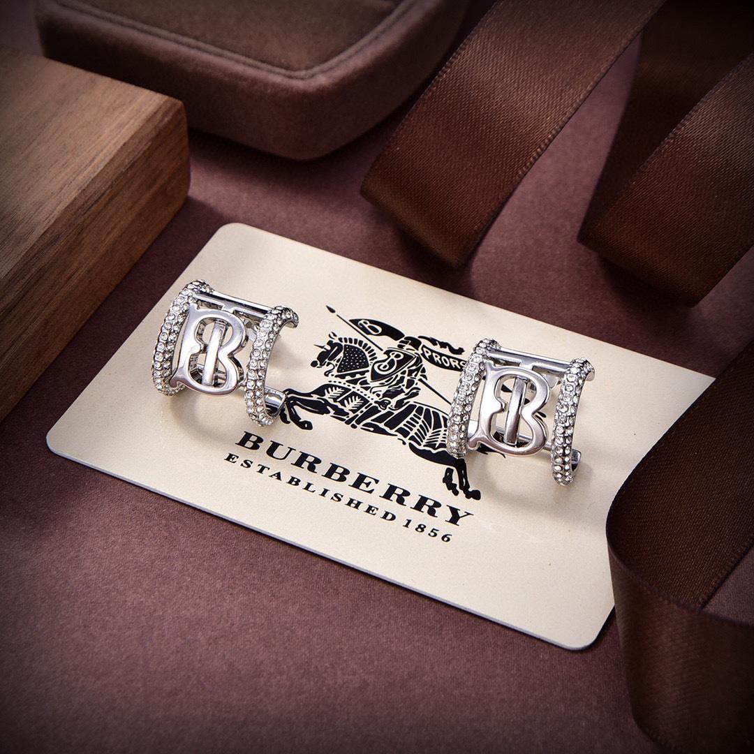 Burberry Logo Crystal Embellished Earrings - FashionPlug