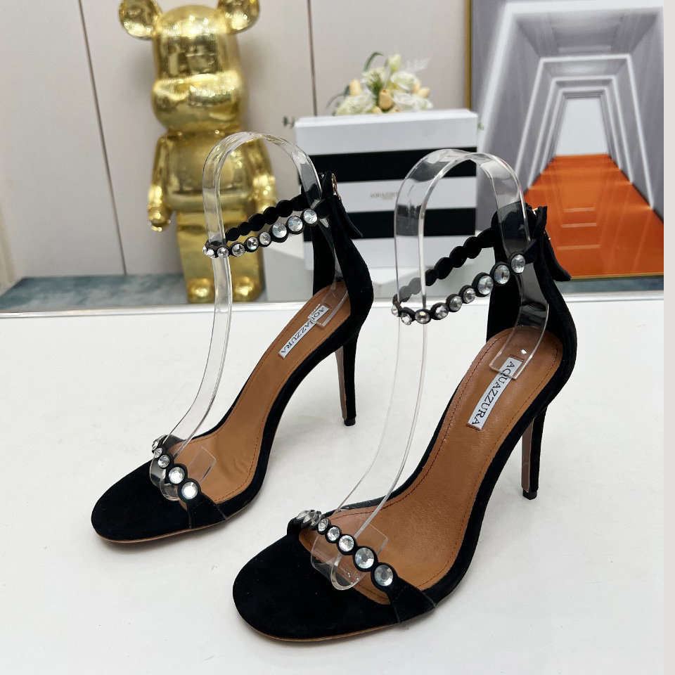Aquazzura Maxi Tequila 95mm Crystal-embellished Sandals - FashionPlug