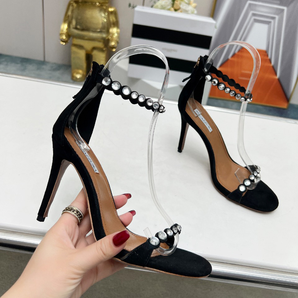 Aquazzura Maxi Tequila 95mm Crystal-embellished Sandals - FashionPlug