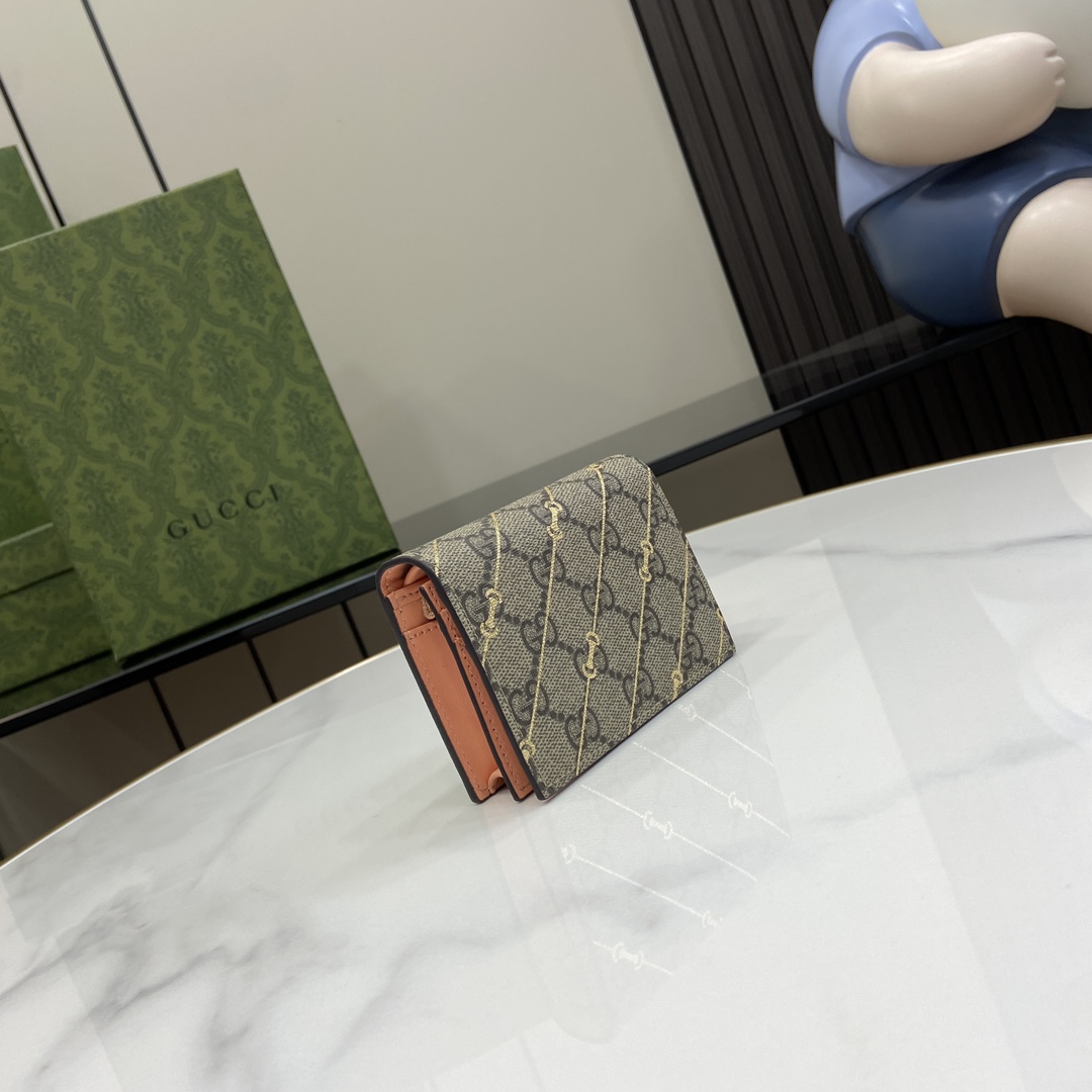 Gucci Card Case Wallet With Horsebit Print - FashionPlug