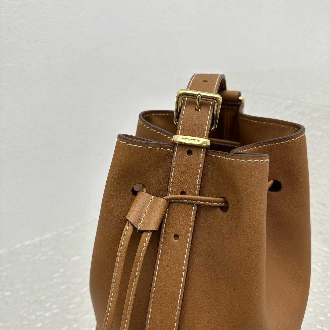 Miu Miu Leather Bucket Bag - FashionPlug