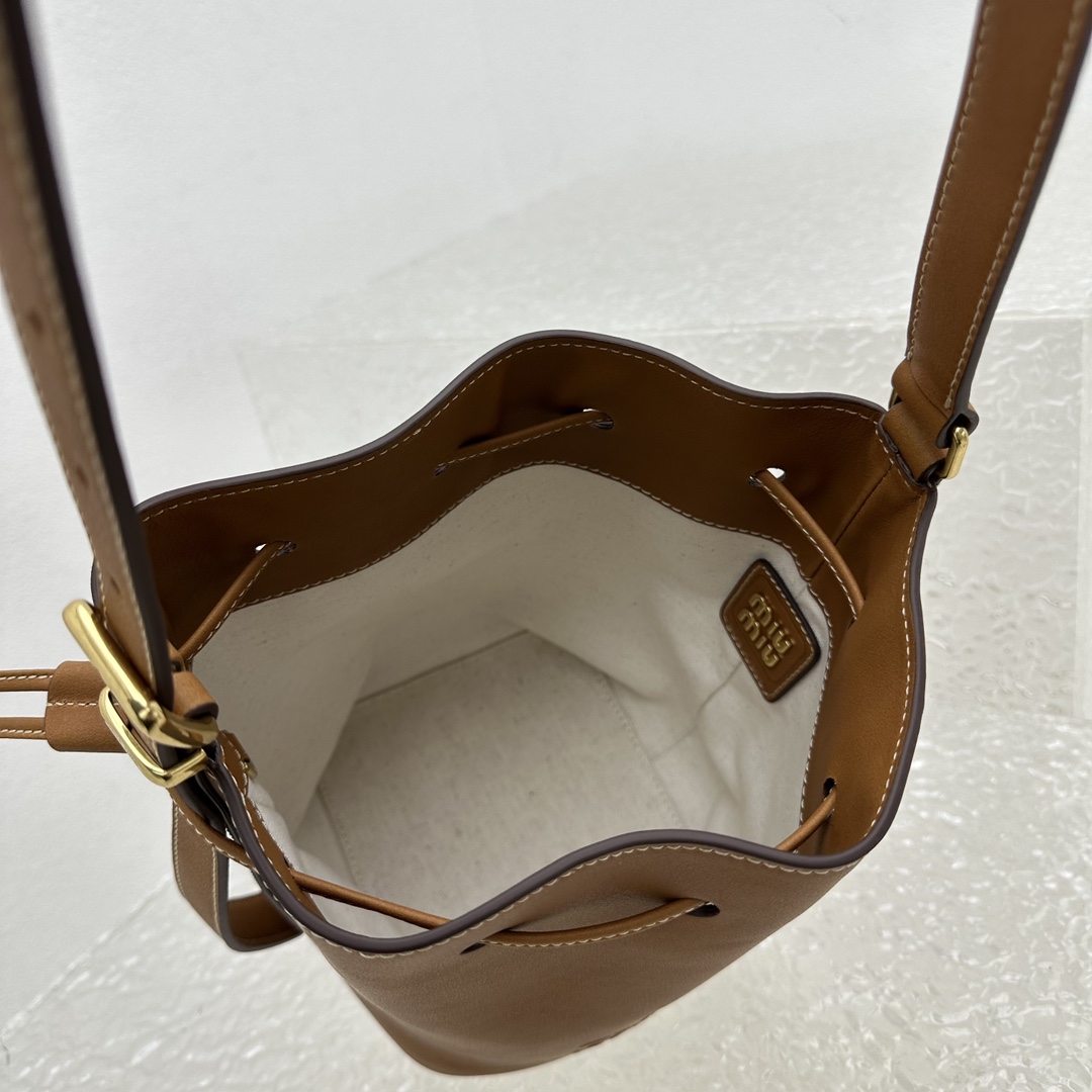 Miu Miu Leather Bucket Bag - FashionPlug