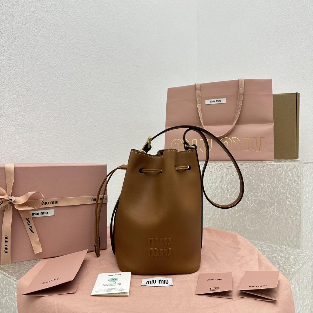 Miu Miu Leather Bucket Bag - FashionPlug