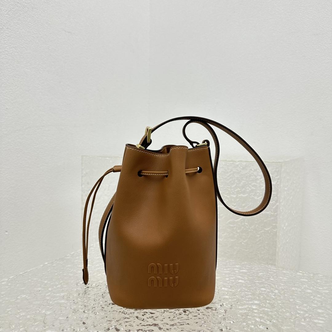 Miu Miu Leather Bucket Bag - FashionPlug