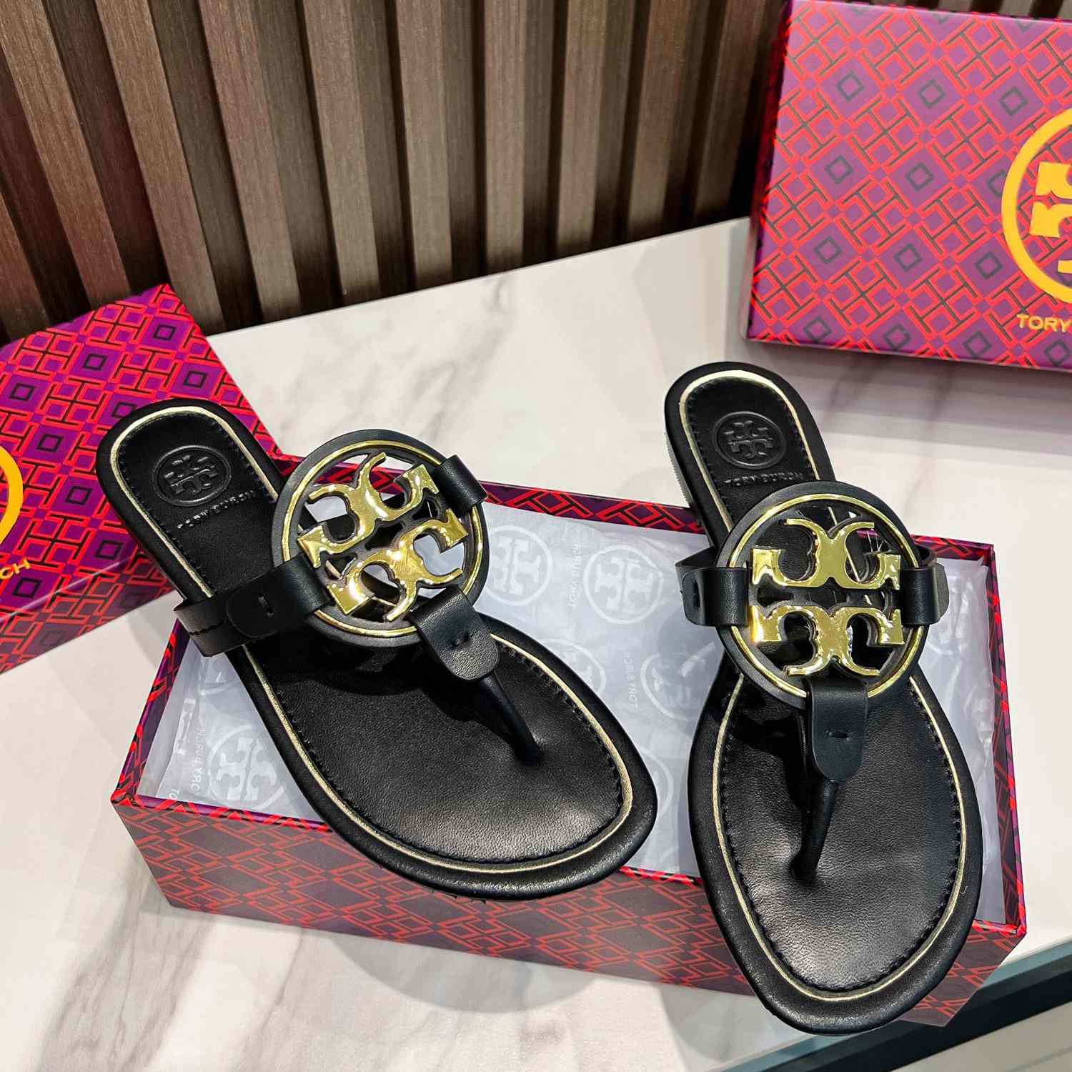 Tory Burch Leather Thong Sandals  - FashionPlug