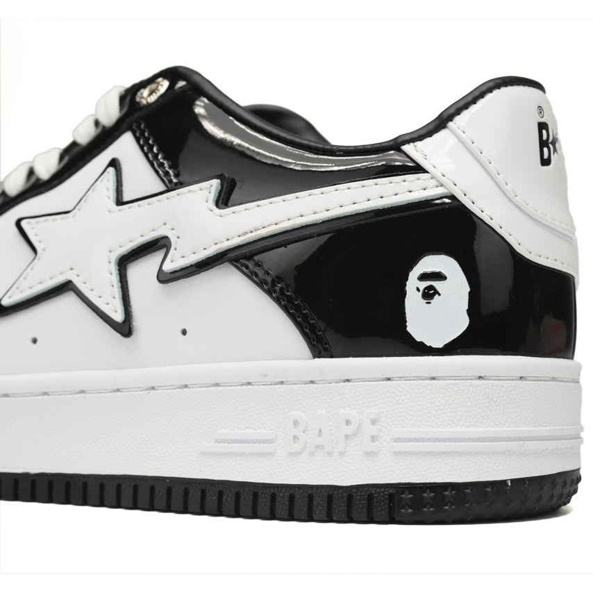 A Bathing Ape Bape Sta Low Black White Sneaker   1H70-191-001  - FashionPlug