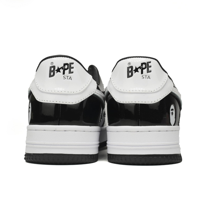 A Bathing Ape Bape Sta Low Black White Sneaker   1H70-191-001  - FashionPlug