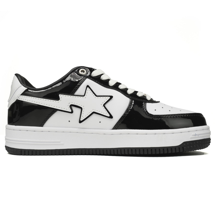 A Bathing Ape Bape Sta Low Black White Sneaker   1H70-191-001  - FashionPlug