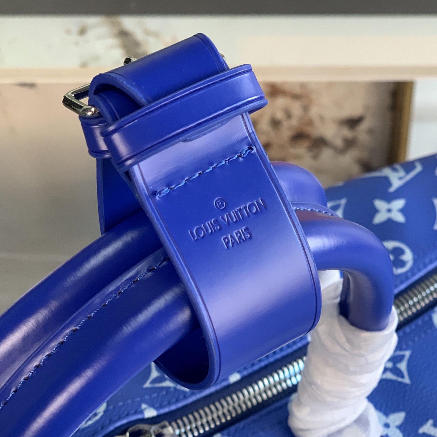 Louis Vuitton Keepall Bandouliere Clouds Monogram 50 Blue - FashionPlug