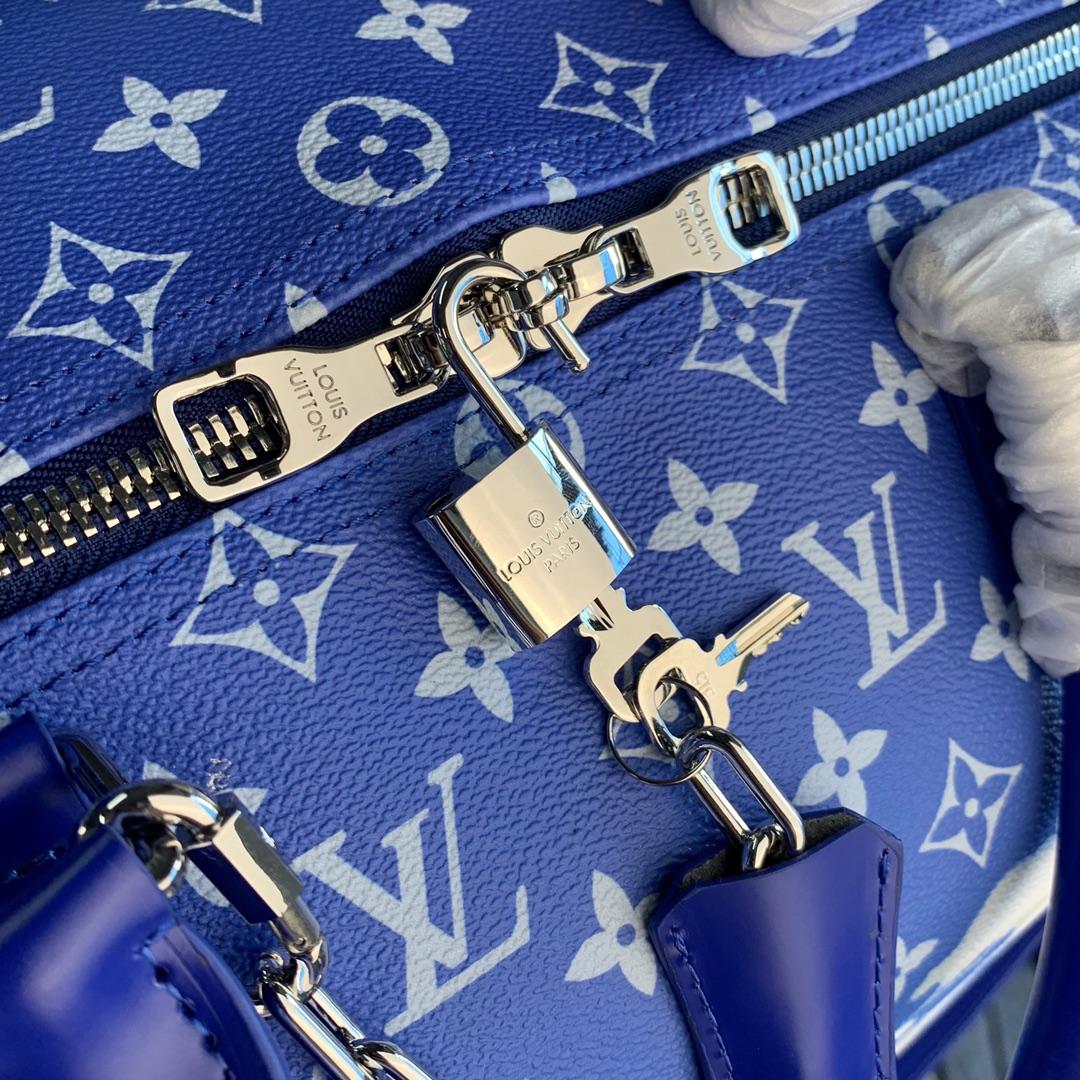 Louis Vuitton Keepall Bandouliere Clouds Monogram 50 Blue - FashionPlug