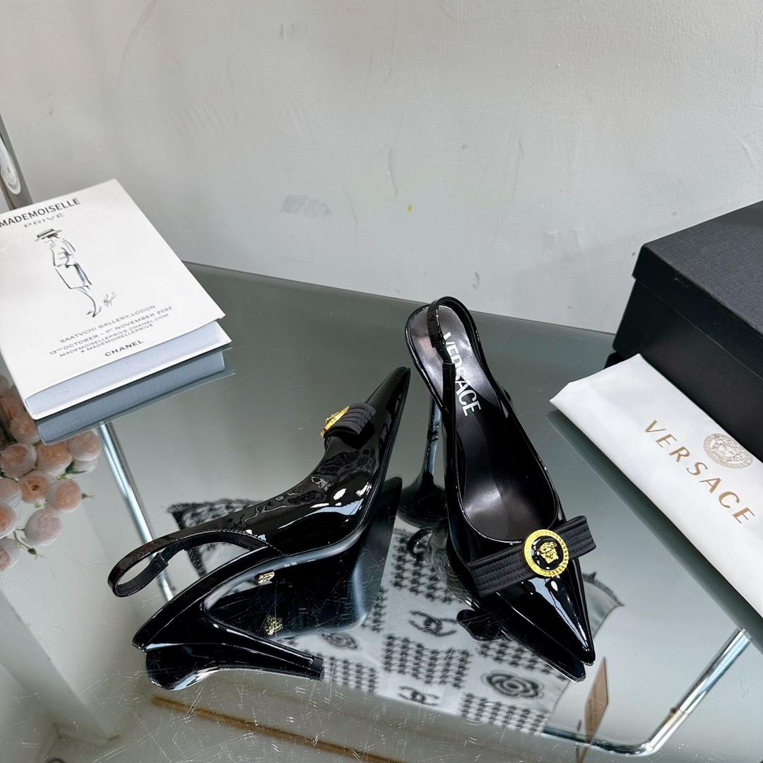 Versace Gianni Ribbon High Slingback Pumps - FashionPlug