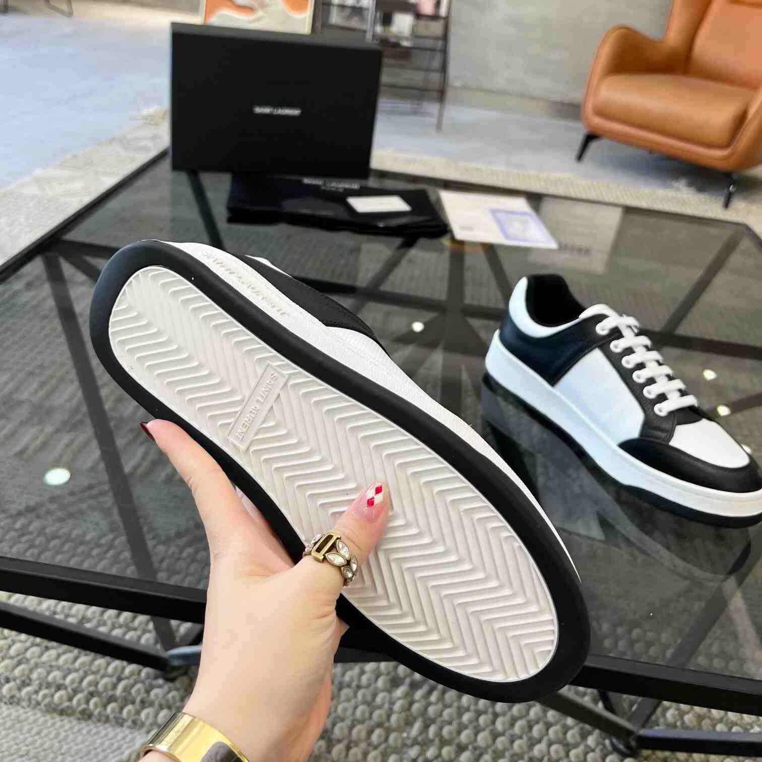 Saint Laurent SL/61 Low-top Sneakers In Perforated Leather - FashionPlug