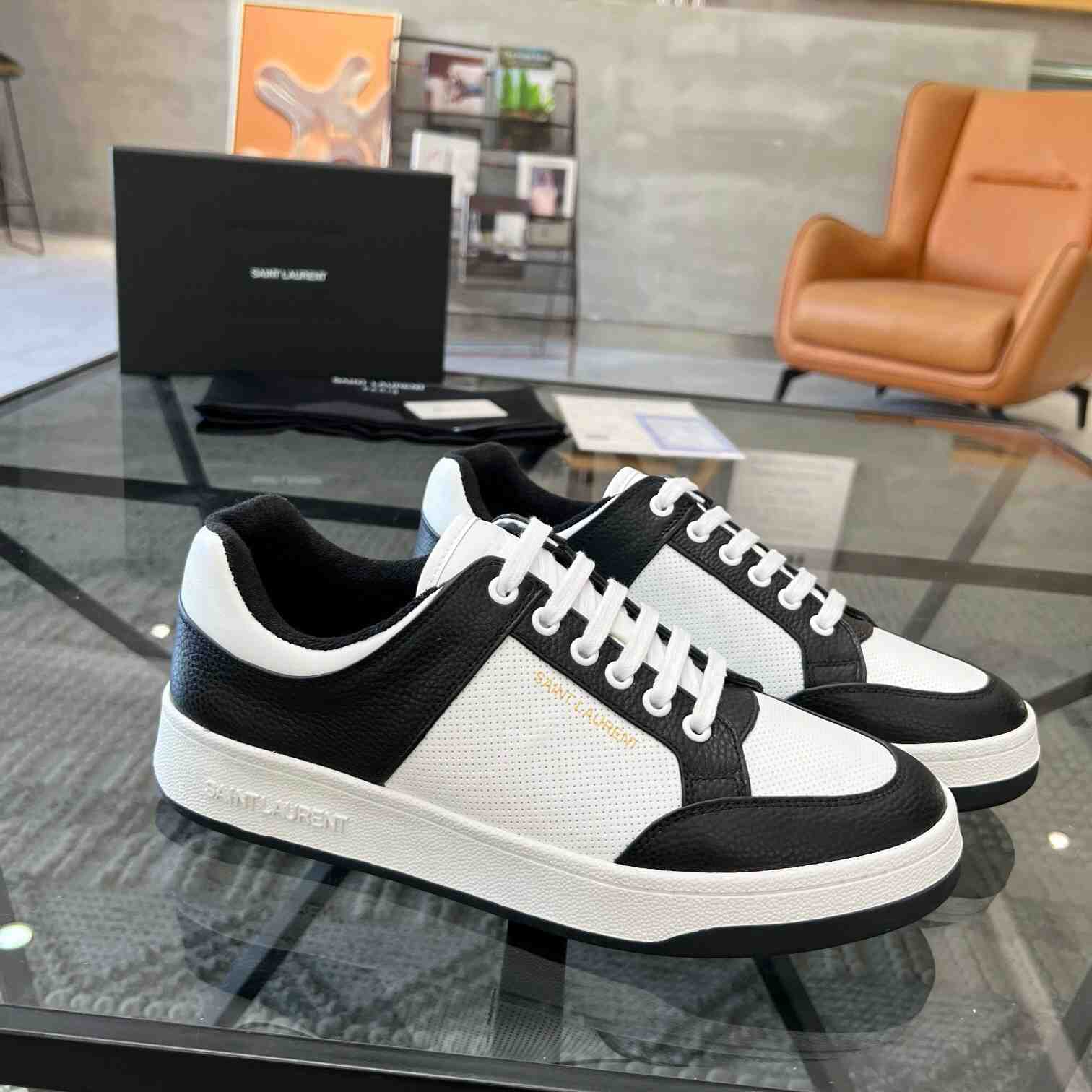 Saint Laurent SL/61 Low-top Sneakers In Perforated Leather - FashionPlug