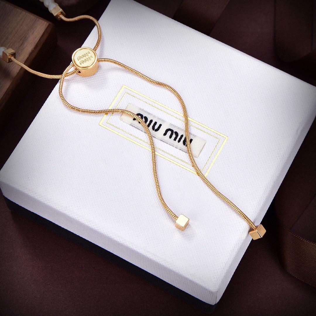 Miu Miu Logo-charm Beaded Choker Necklace - FashionPlug