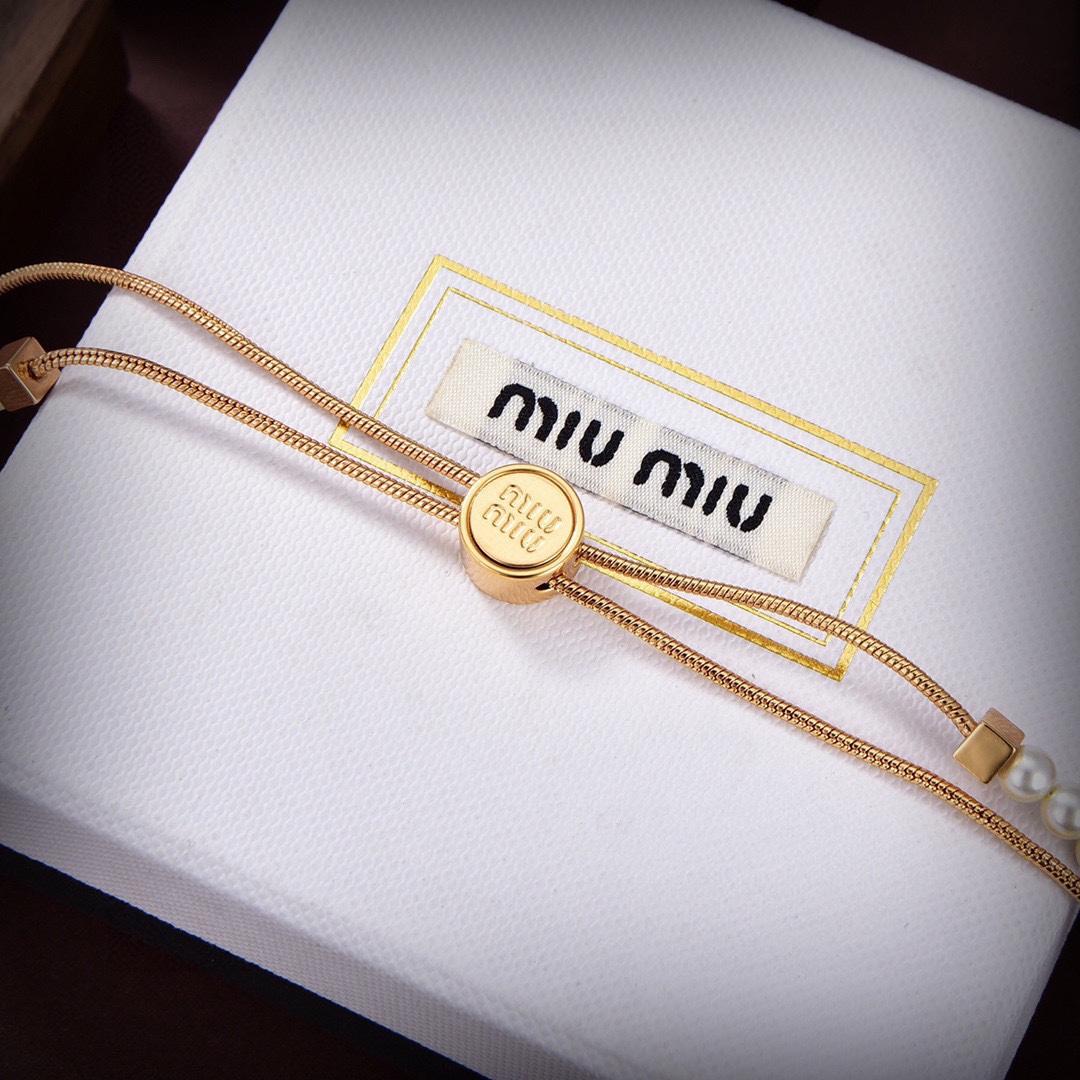 Miu Miu Logo-charm Beaded Choker Necklace - FashionPlug