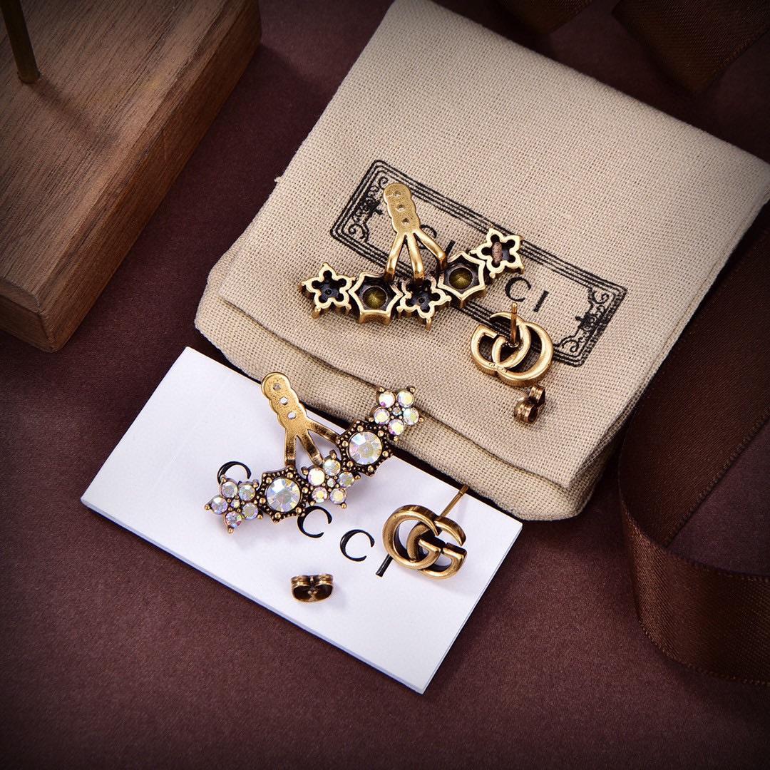 Gucci Crystal Double G Single Earring - FashionPlug