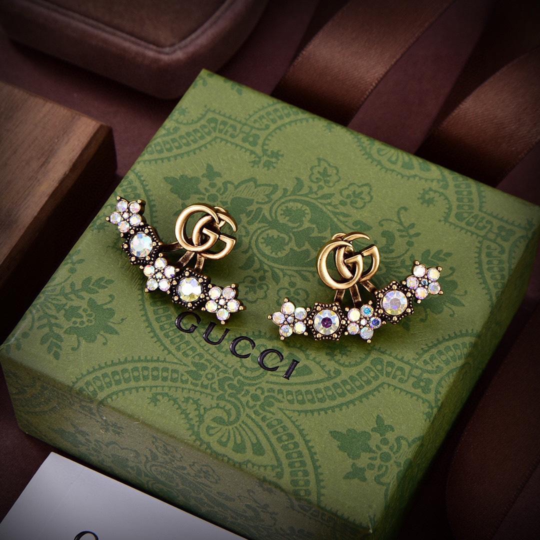 Gucci Crystal Double G Single Earring - FashionPlug
