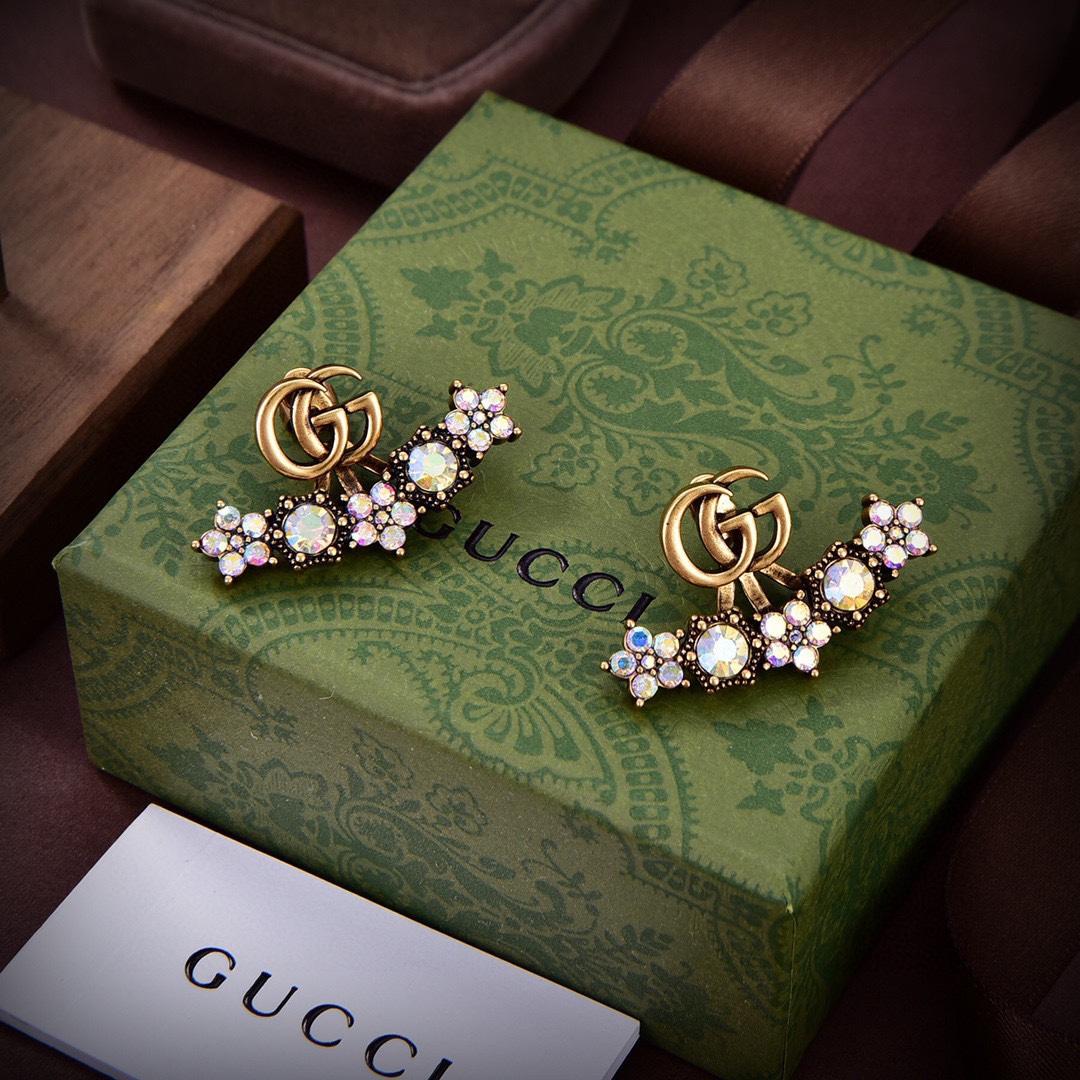 Gucci Crystal Double G Single Earring - FashionPlug