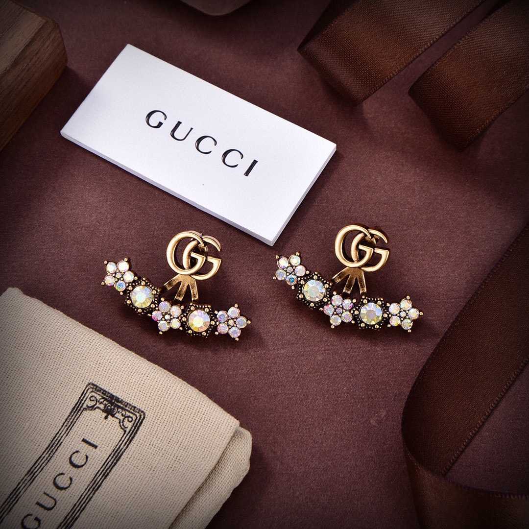 Gucci Crystal Double G Single Earring - FashionPlug
