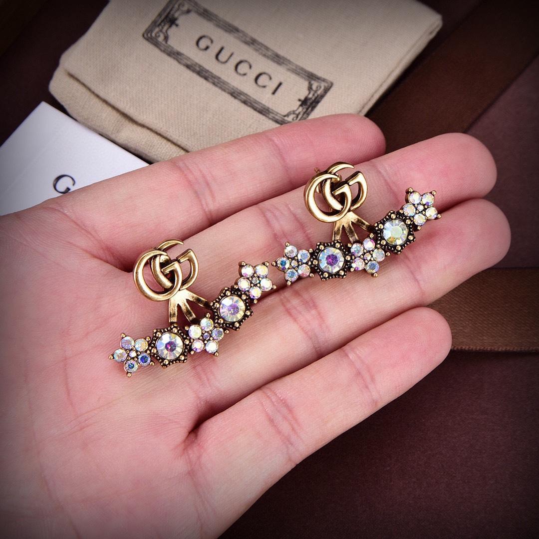 Gucci Crystal Double G Single Earring - FashionPlug