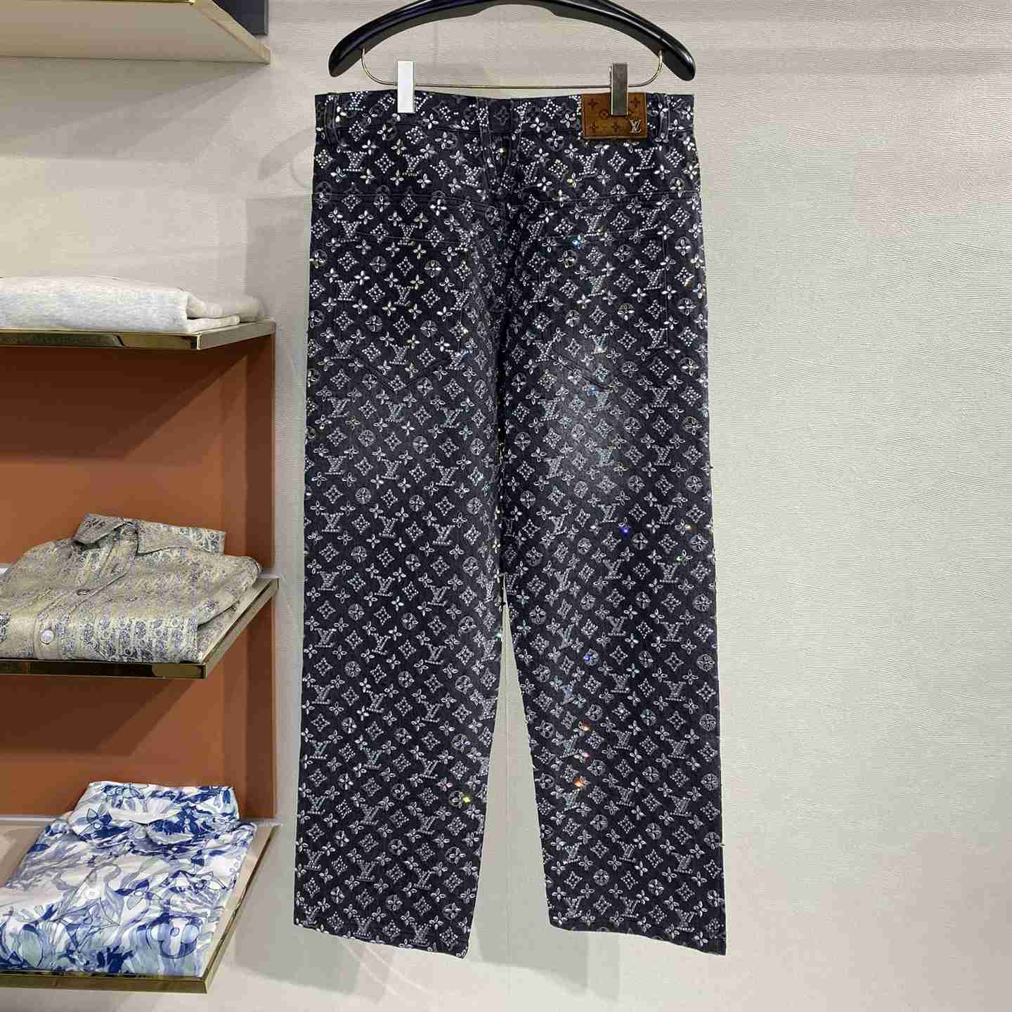 Louis Vuitton Embroidered Monogram Baggy Denim Pants   1ABY8N - FashionPlug